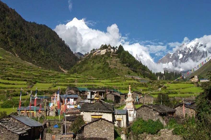 Walking through remote villages and lush Himalayan valleys on the Tsum Valley-Manaslu Trek